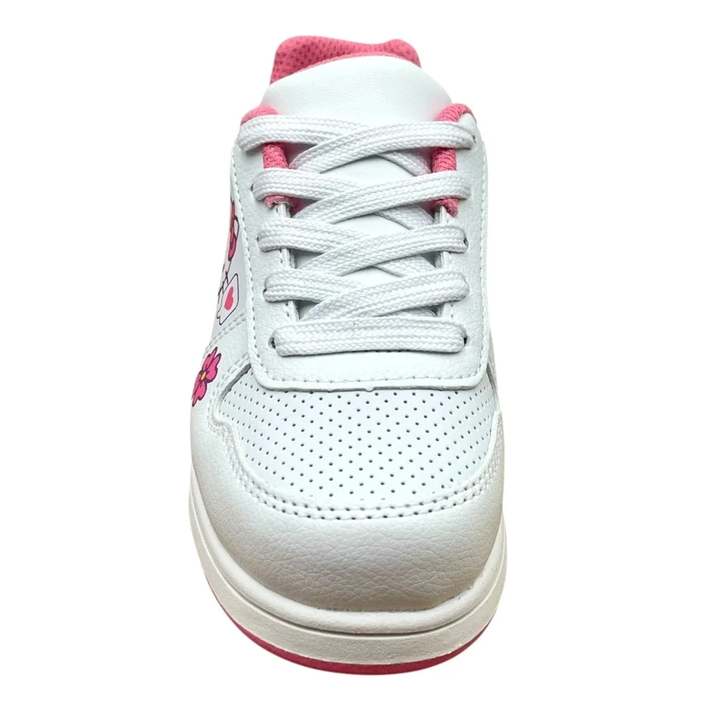 Hello Kitty Little Girls Court Sneakers Size 11 White Pink Purple Casual Lace-Up